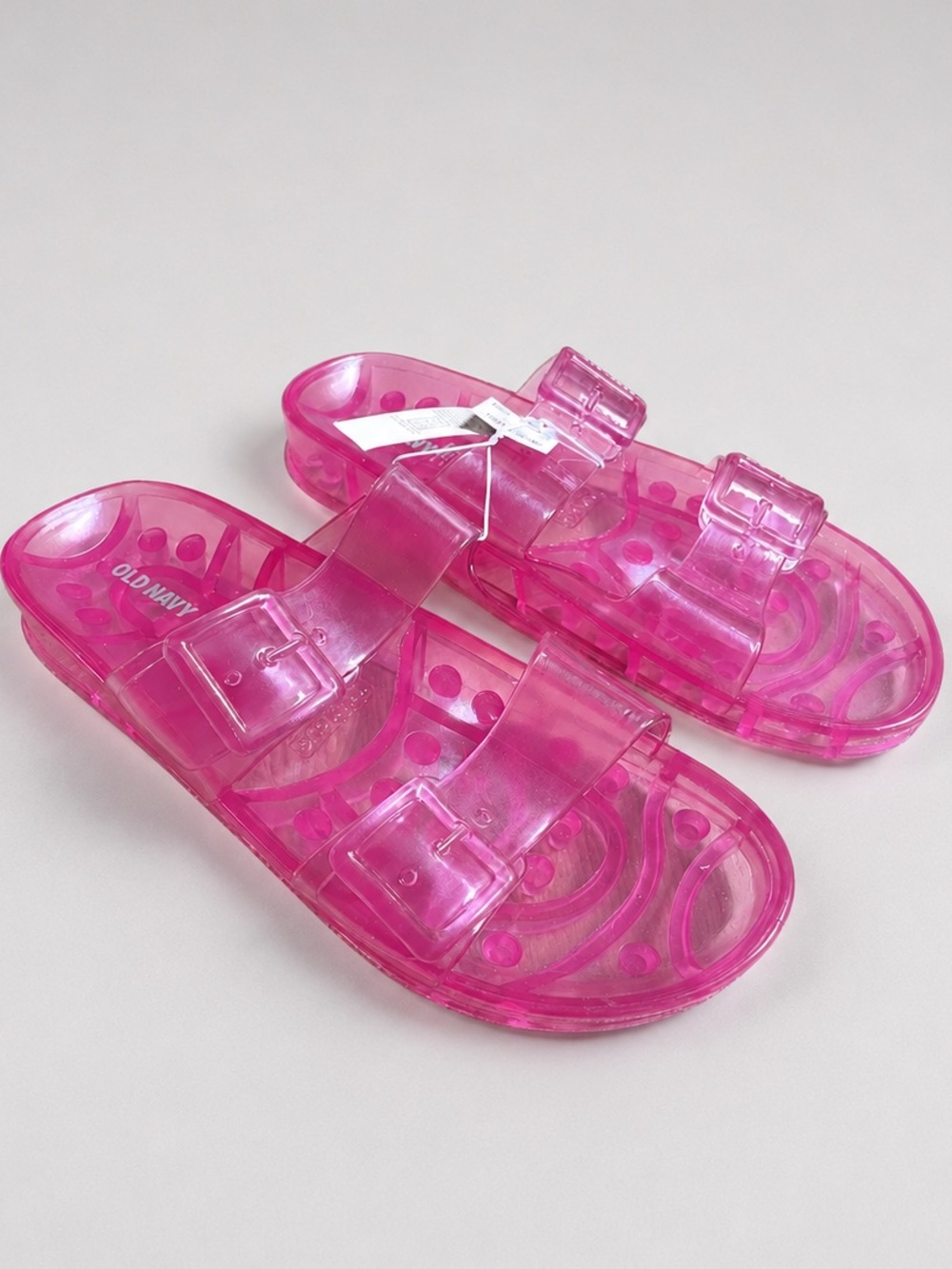 Old Navy Hot Pink Jelly Double-Buckle Slide Sandals